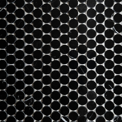 Negro Marquina Marble 3/4" Penny Round Polished Mosaic