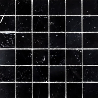 Negro Marquina Marble 2" Square Honed Mosaic