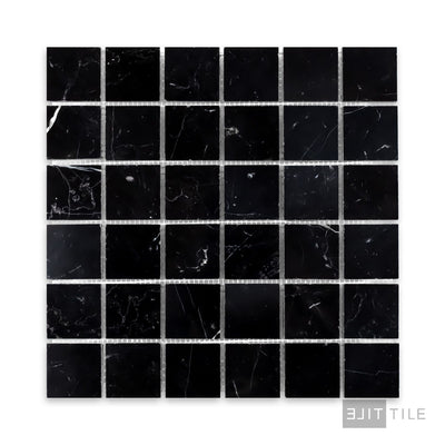 Negro Marquina Marble 2" Square Honed Mosaic