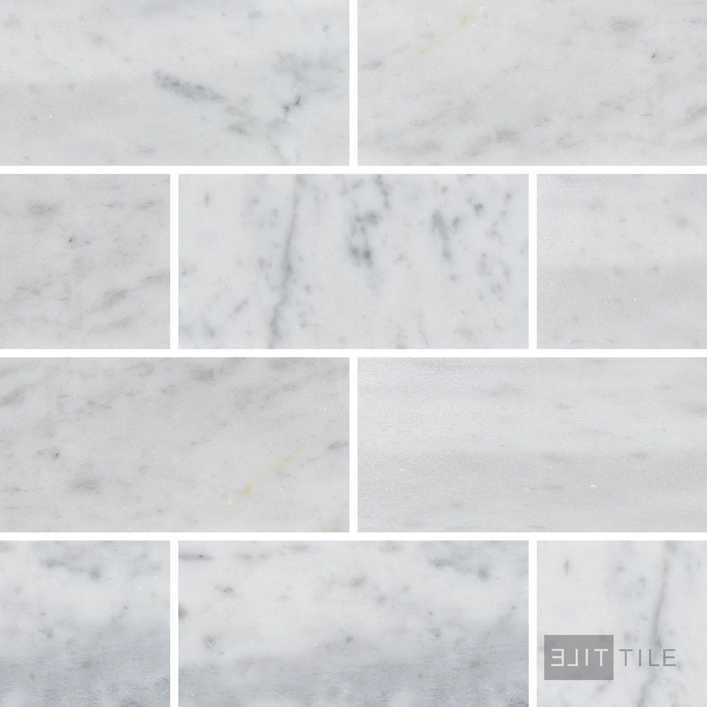 White Carrara Marble 3X6 Honed