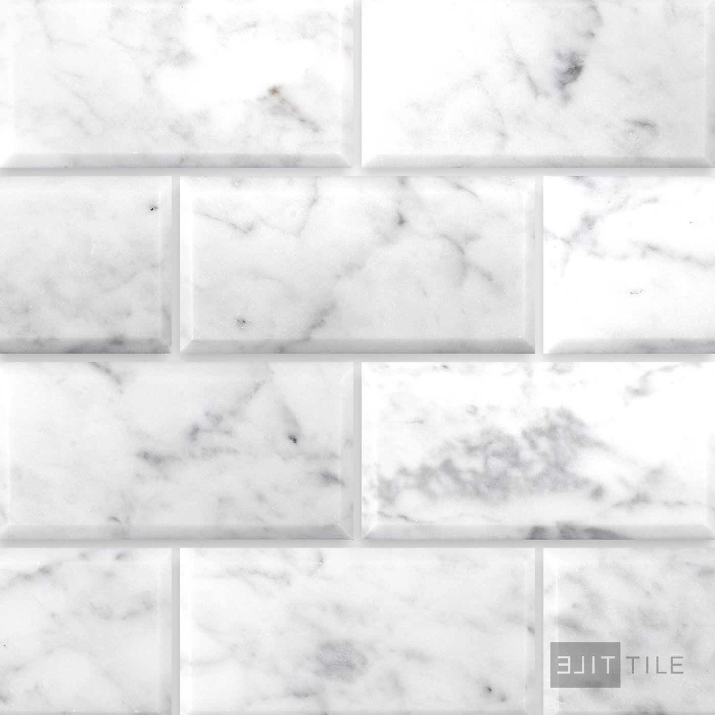White Carrara Marble 3X6 Beveled Polished
