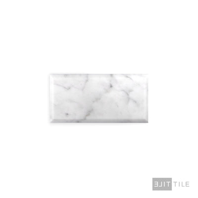 White Carrara Marble 3X6 Beveled Polished