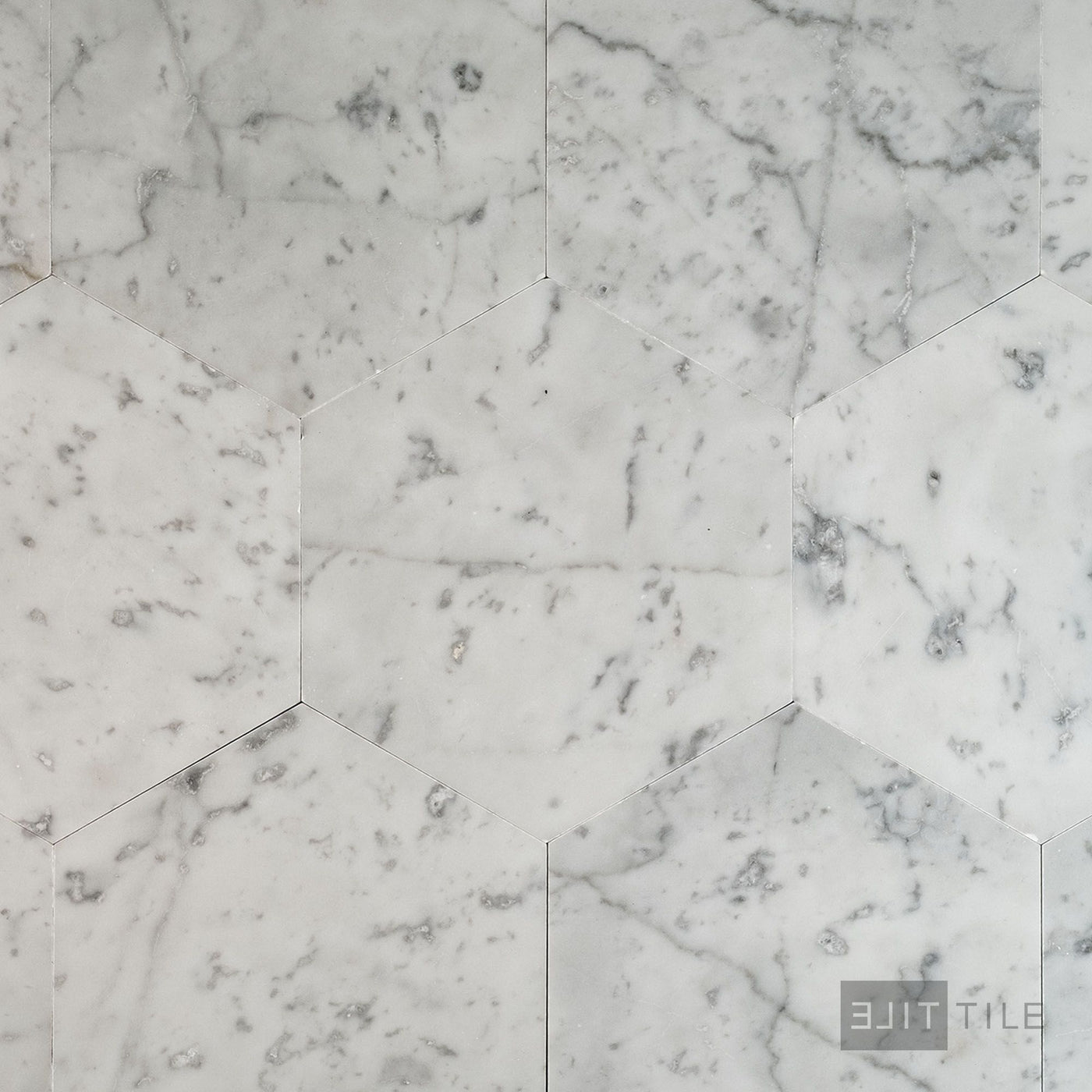 White Carrara Marble 6" Hexagon Honed