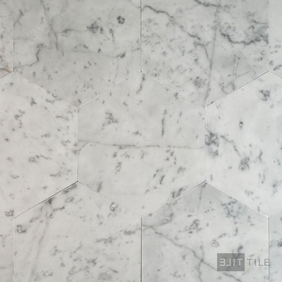 White Carrara Marble 6" Hexagon Honed