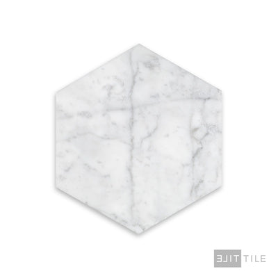 White Carrara Marble 6" Hexagon Honed