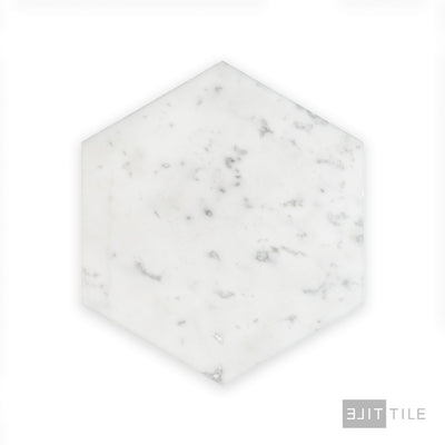 White Carrara Marble 6" Hexagon Polished