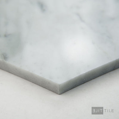 White Carrara Marble 6" Hexagon Polished