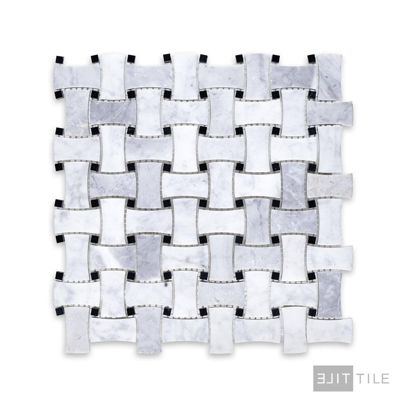 White Carrara Marble Dogbone Basketweave Honed Mosaic