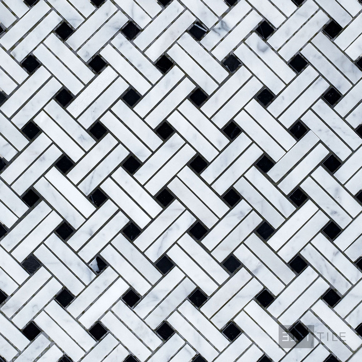 White Carrara Marble Stanza W/ Negro Marquina Honed Mosaic