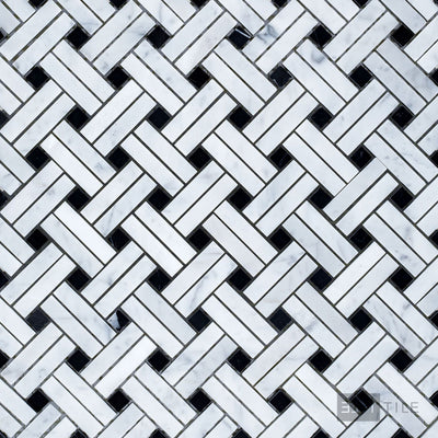 White Carrara Marble Stanza W/ Negro Marquina Honed Mosaic