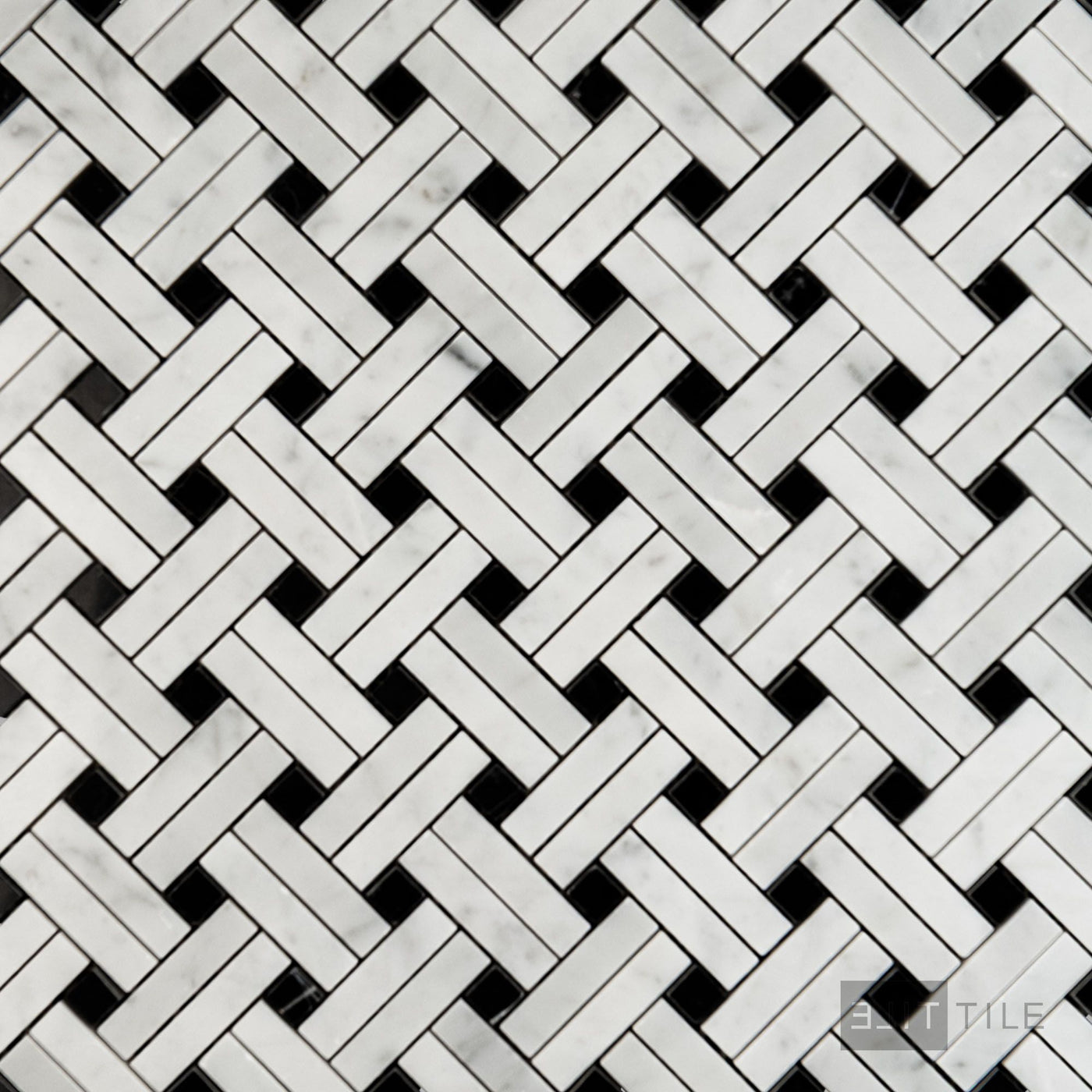 White Carrara Marble Stanza W/ Negro Marquina Polished Mosaic