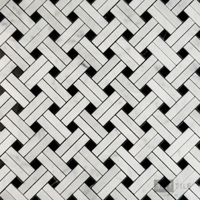 White Carrara Marble Stanza W/ Negro Marquina Polished Mosaic