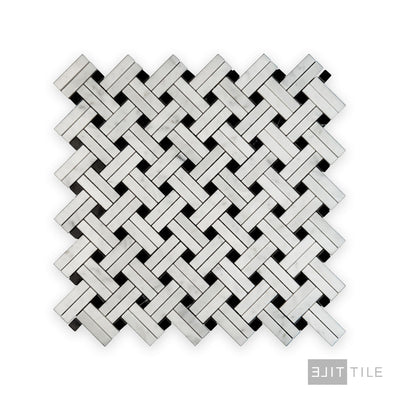 White Carrara Marble Stanza W/ Negro Marquina Polished Mosaic