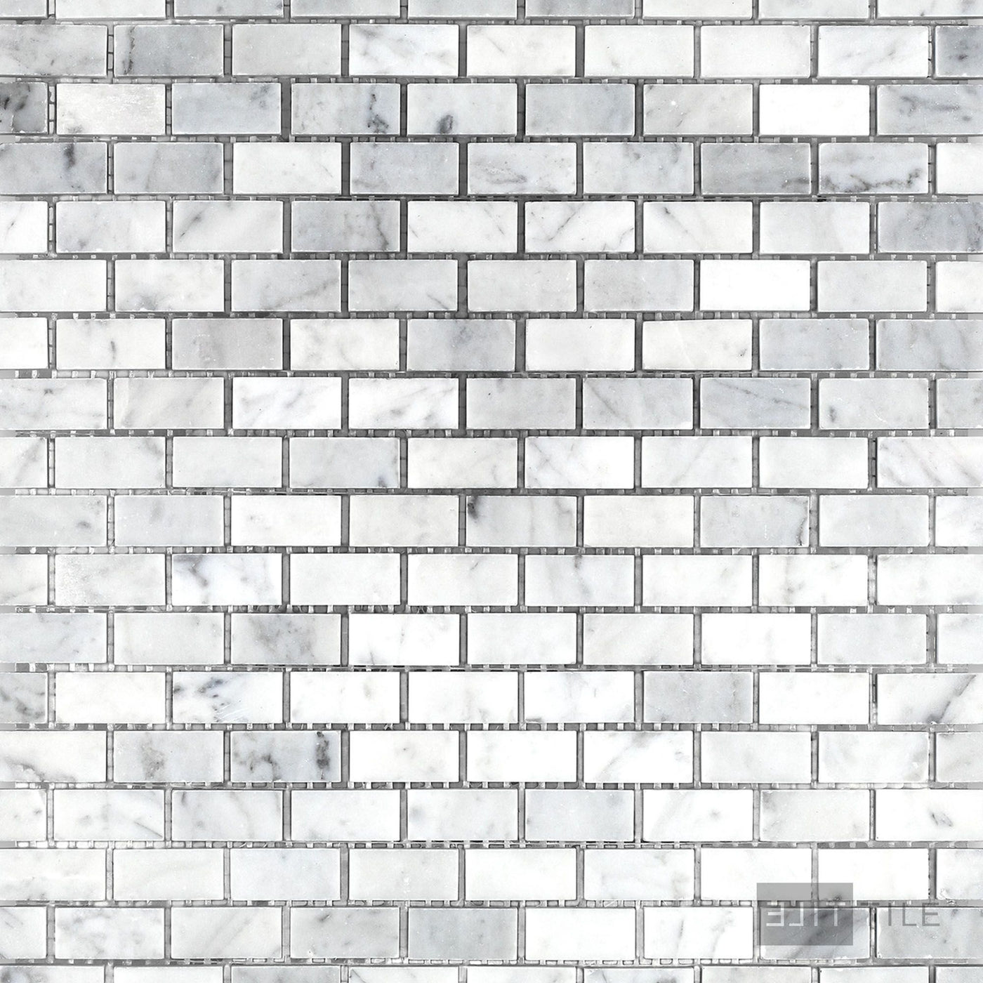 White Carrara Marble 5/8X1-1/4 Brick Honed Mosaic