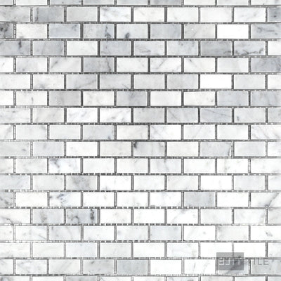 White Carrara Marble 5/8X1-1/4 Brick Honed Mosaic