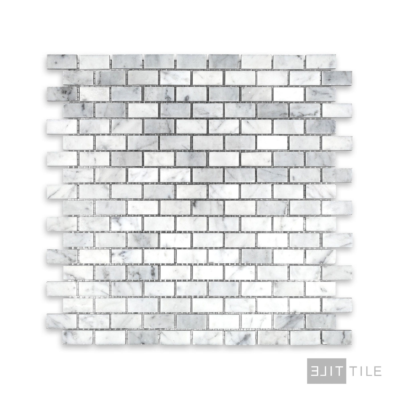 White Carrara Marble 5/8X1-1/4 Brick Honed Mosaic