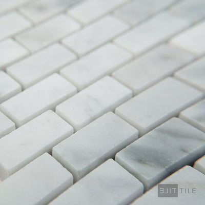 White Carrara Marble 5/8X1-1/4 Brick Honed Mosaic