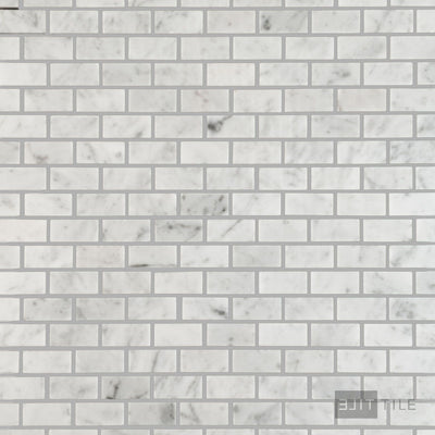 White Carrara Marble 5/8X1-1/ Brick Polished Mosaic