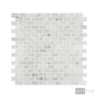 White Carrara Marble 5/8X1-1/ Brick Polished Mosaic