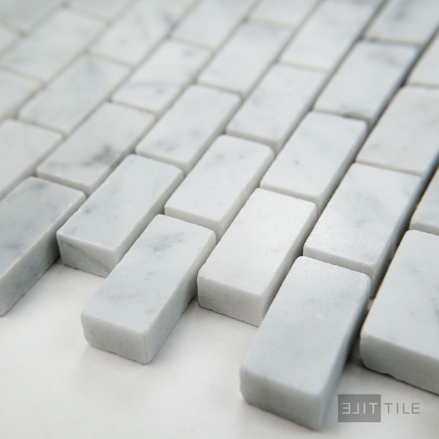 White Carrara Marble 5/8X1-1/ Brick Polished Mosaic