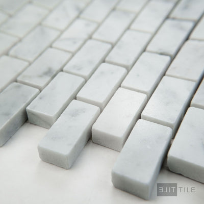 White Carrara Marble 5/8X1-1/ Brick Polished Mosaic