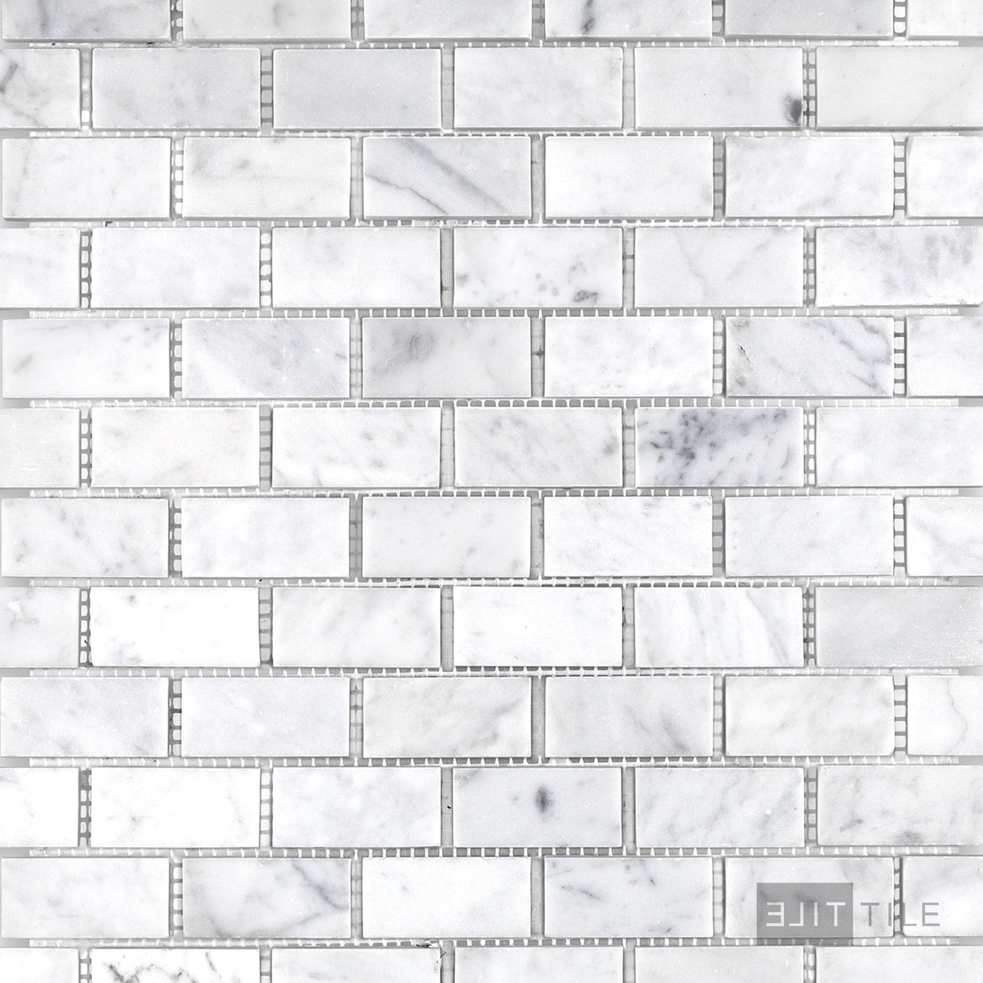 White Carrara Marble 1X2 Brick Honed Mosaic