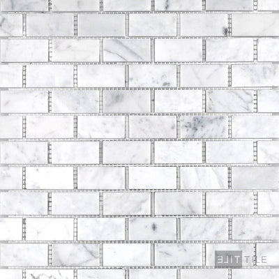 White Carrara Marble 1X2 Brick Honed Mosaic