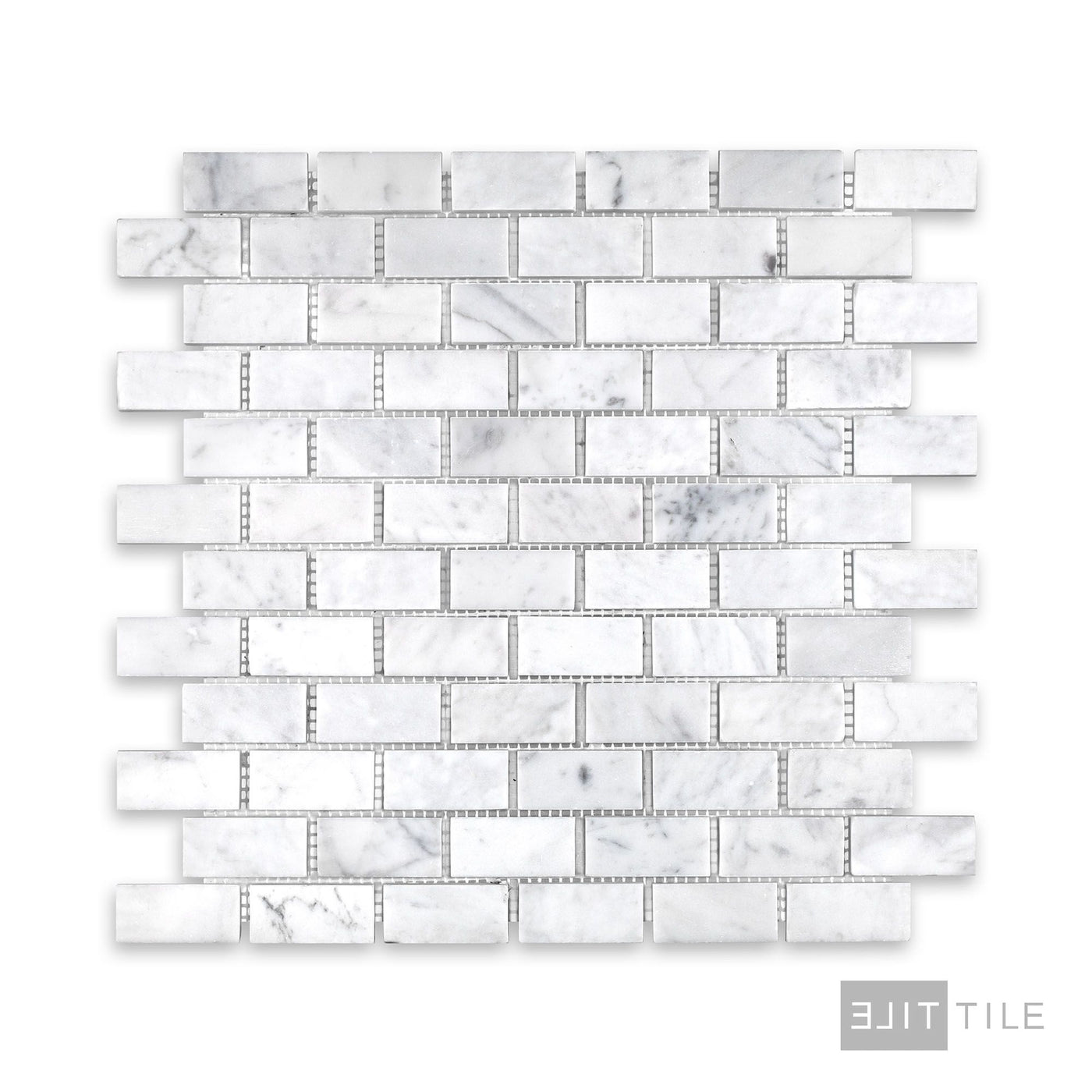 White Carrara Marble 1X2 Brick Honed Mosaic