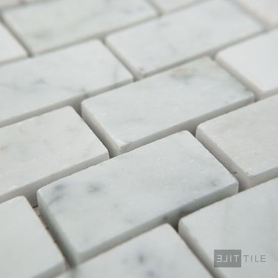 White Carrara Marble 1X2 Brick Honed Mosaic