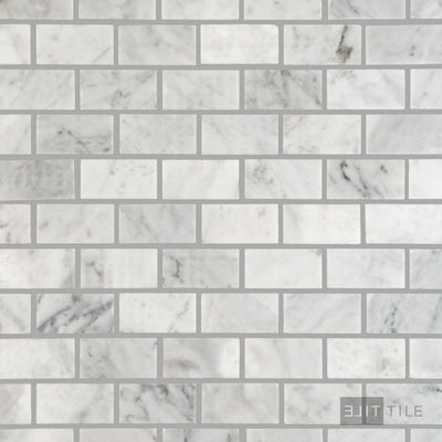 White Carrara Marble 1X2 Brick Polished Mosaic