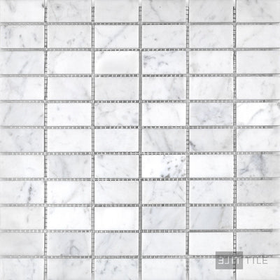 White Carrara Marble Stacked Honed Mosaic