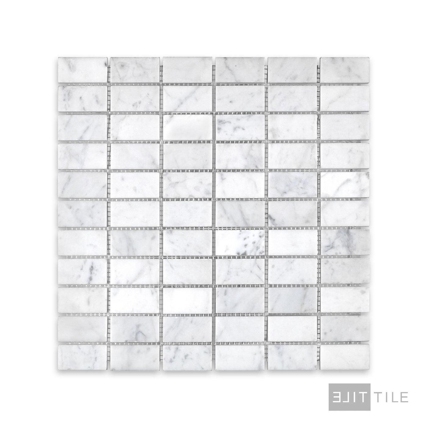 White Carrara Marble Stacked Honed Mosaic