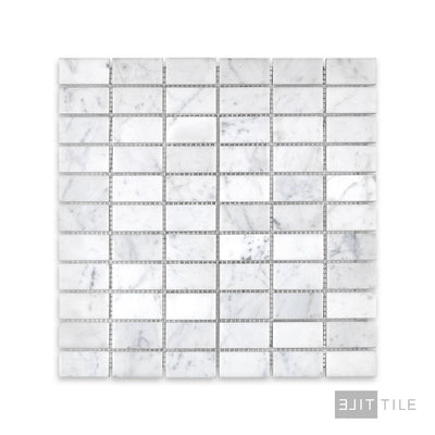 White Carrara Marble Stacked Honed Mosaic