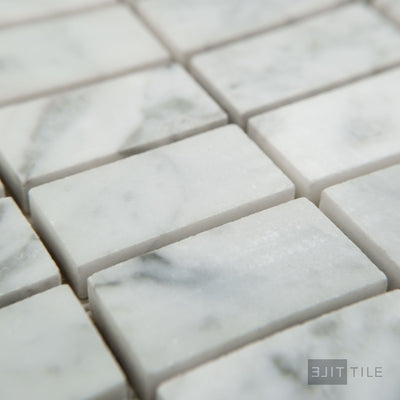 White Carrara Marble Stacked Honed Mosaic