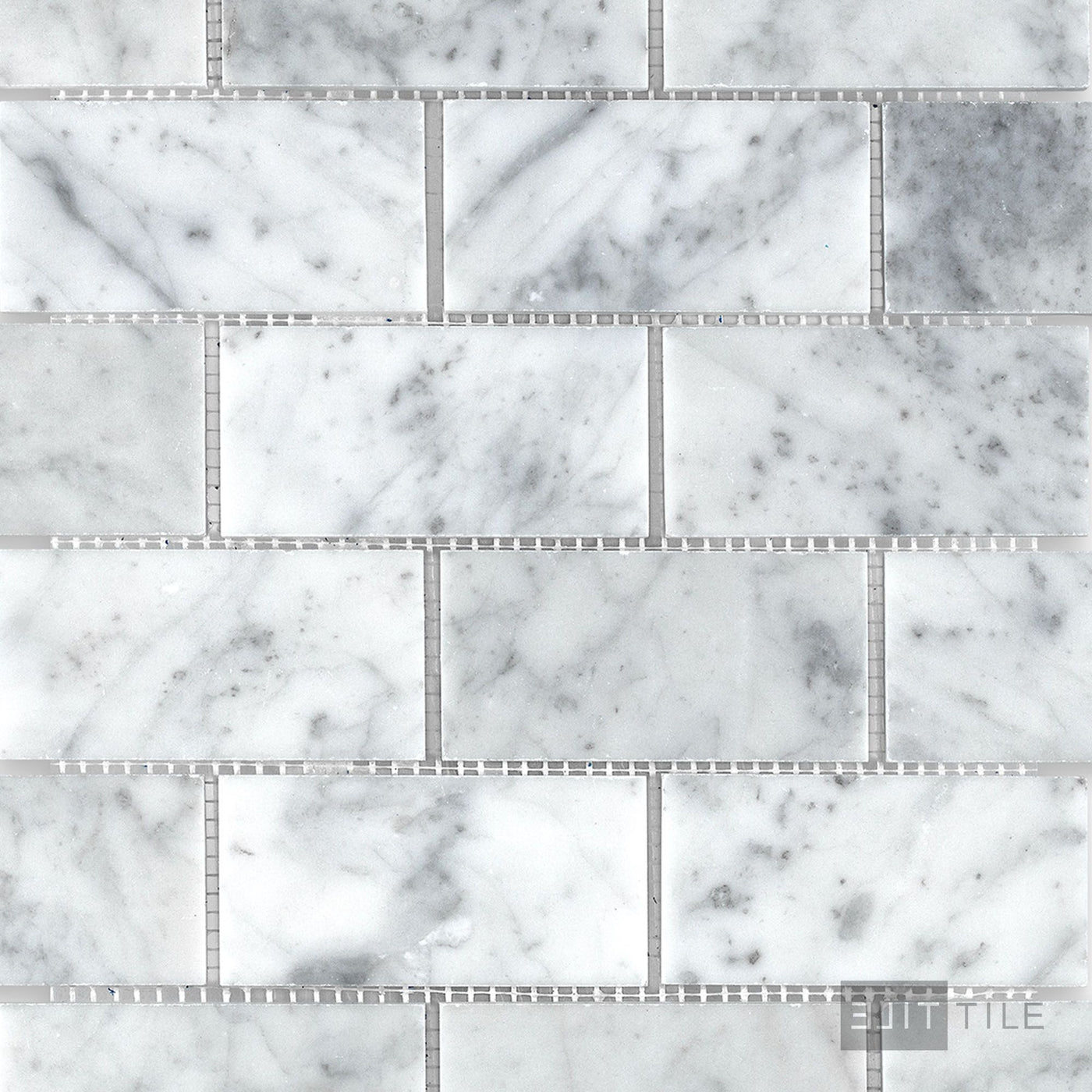 White Carrara Marble 2X4 Brick Honed Mosaic