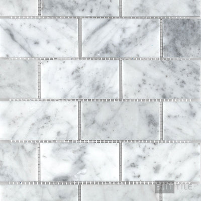 White Carrara Marble 2X4 Brick Honed Mosaic