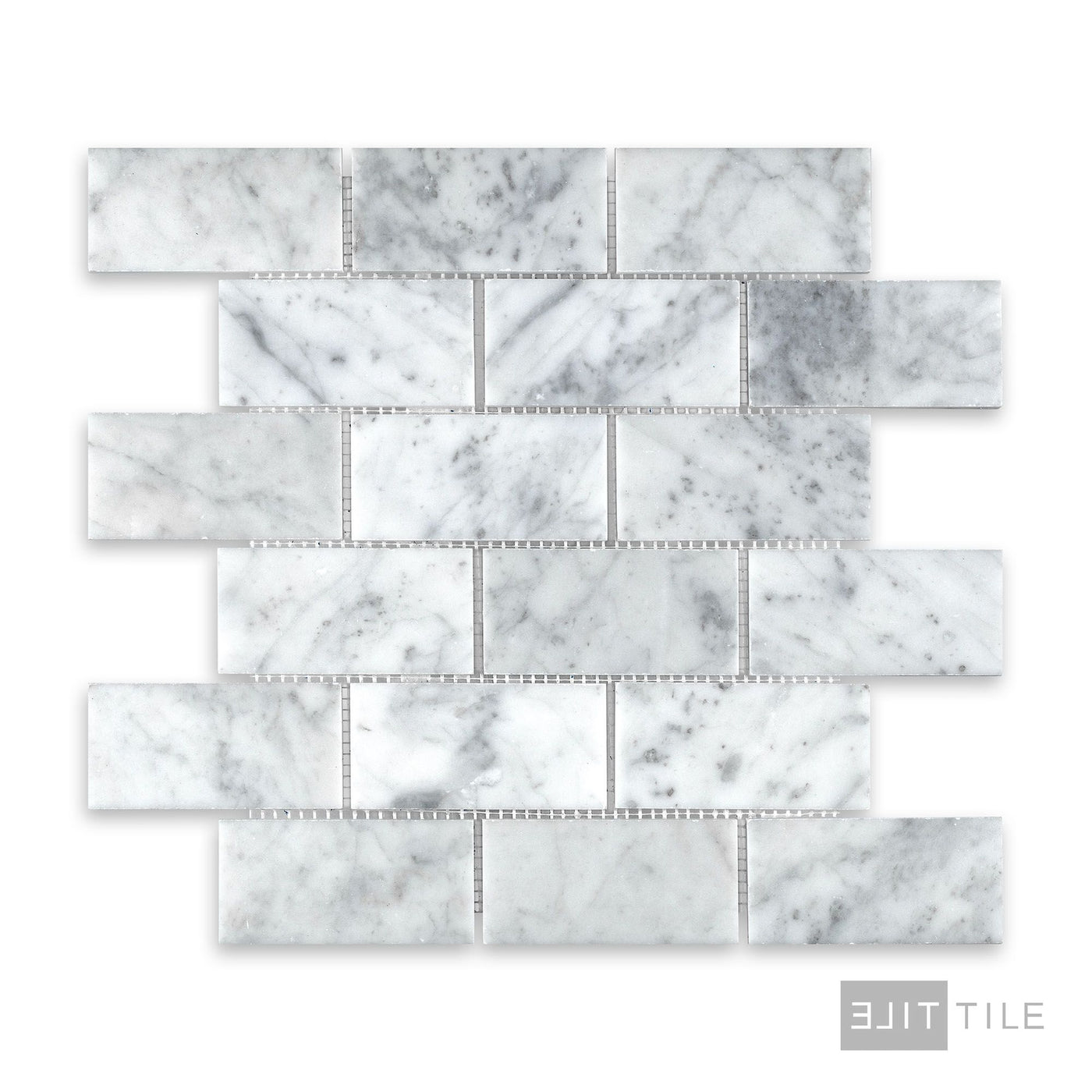 White Carrara Marble 2X4 Brick Honed Mosaic