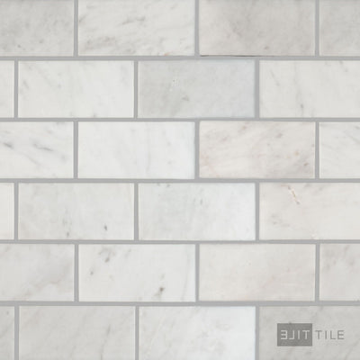 White Carrara Marble 2X4 Brick Polished Mosaic