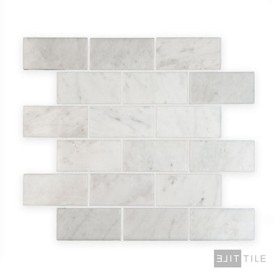 White Carrara Marble 2X4 Brick Polished Mosaic