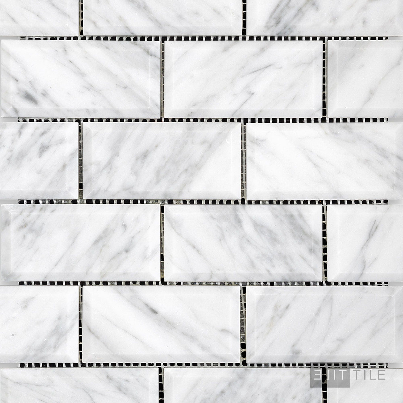 White Carrara Marble 2X4 Brick Beveled Honed Mosaic