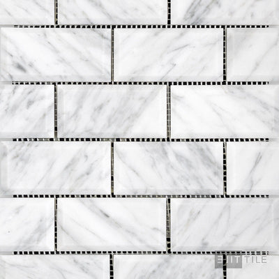 White Carrara Marble 2X4 Brick Beveled Honed Mosaic
