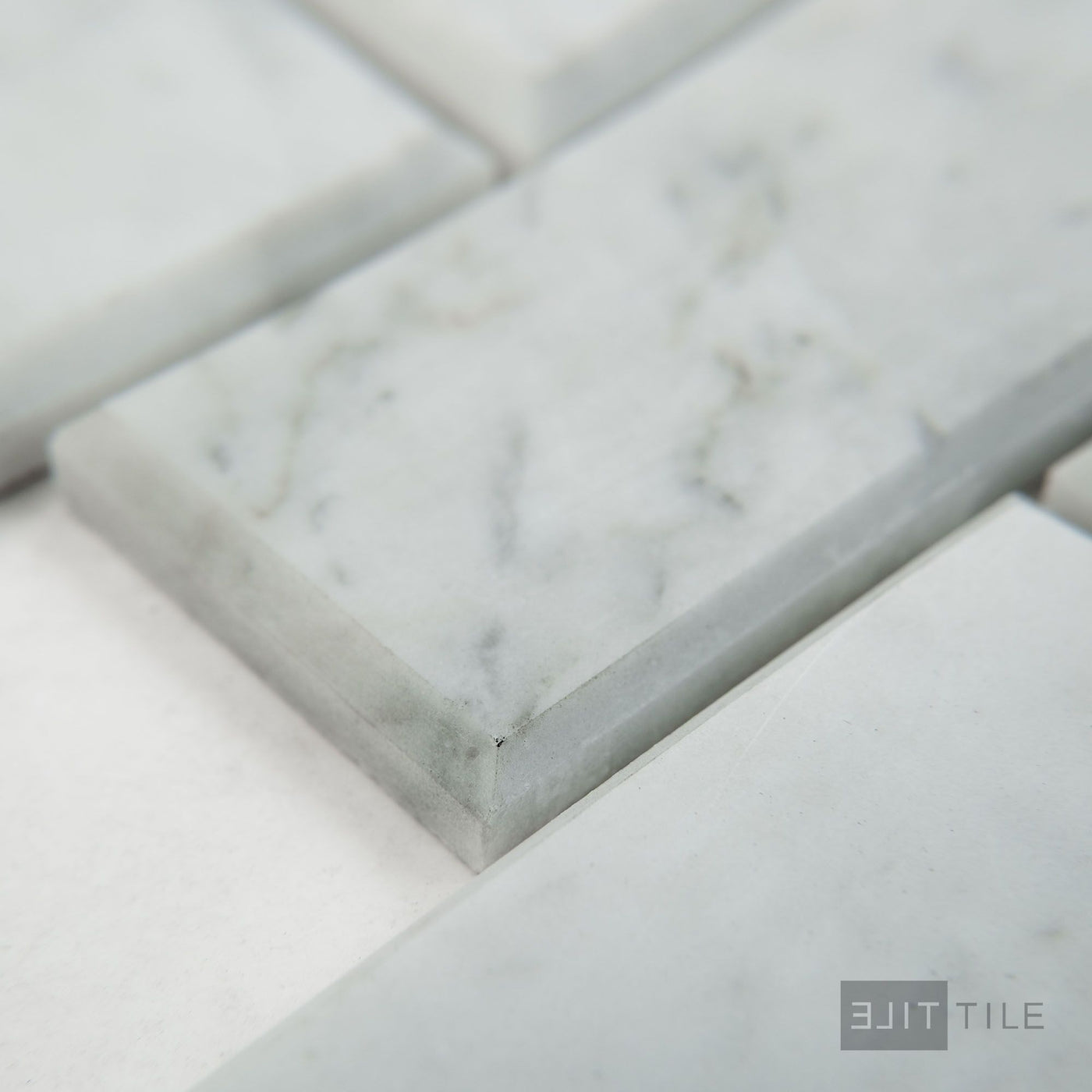 White Carrara Marble 2X4 Brick Beveled Honed Mosaic