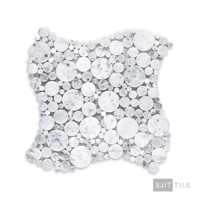 White Carrara Marble Bubble Honed Mosaic