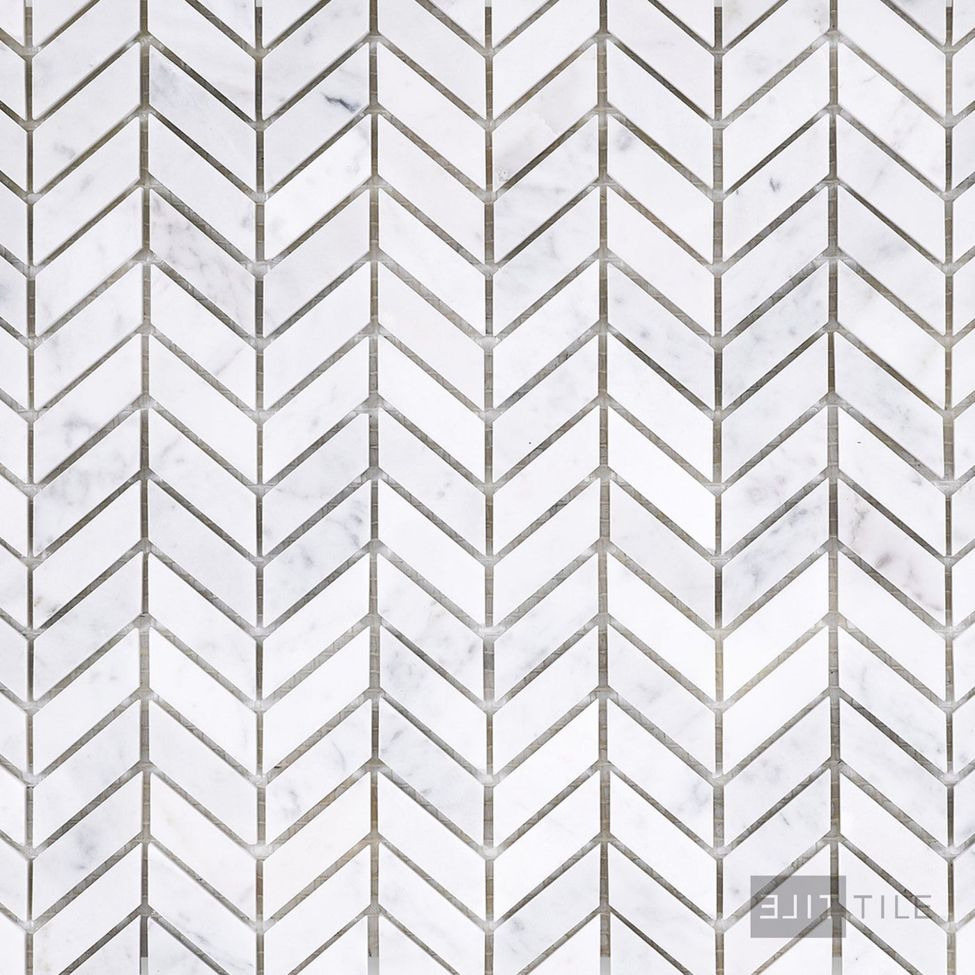 White Carrara Marble Mini Chevron Polished Mosaic