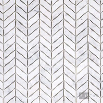 White Carrara Marble Mini Chevron Polished Mosaic