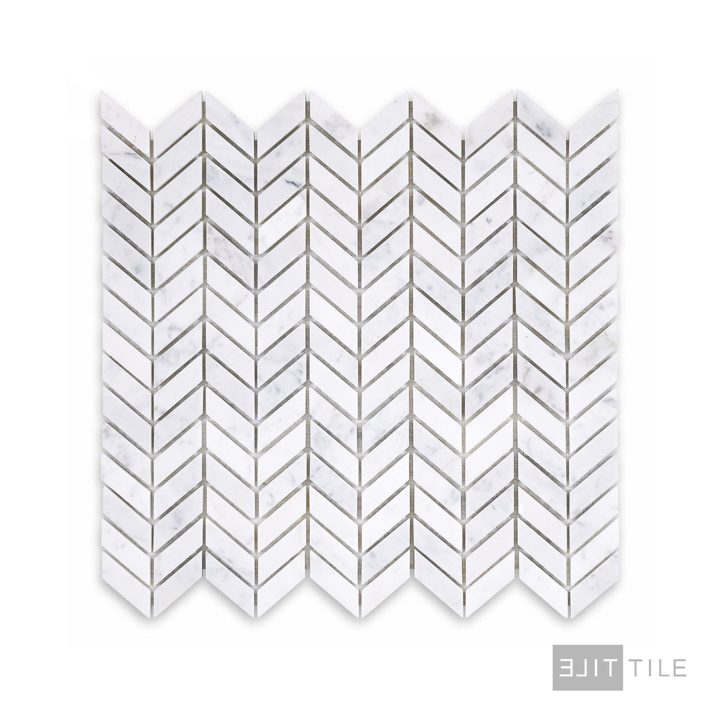 White Carrara Marble Mini Chevron Polished Mosaic