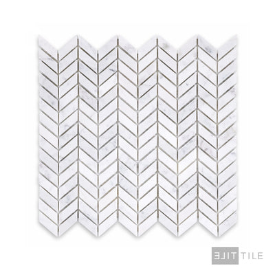 White Carrara Marble Mini Chevron Polished Mosaic