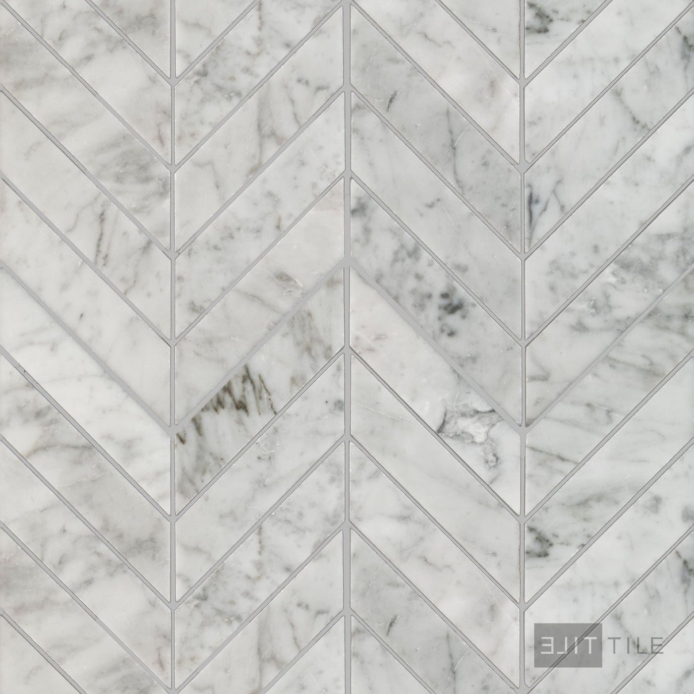 White Carrara Marble 1X4 Chevron Honed Mosaic