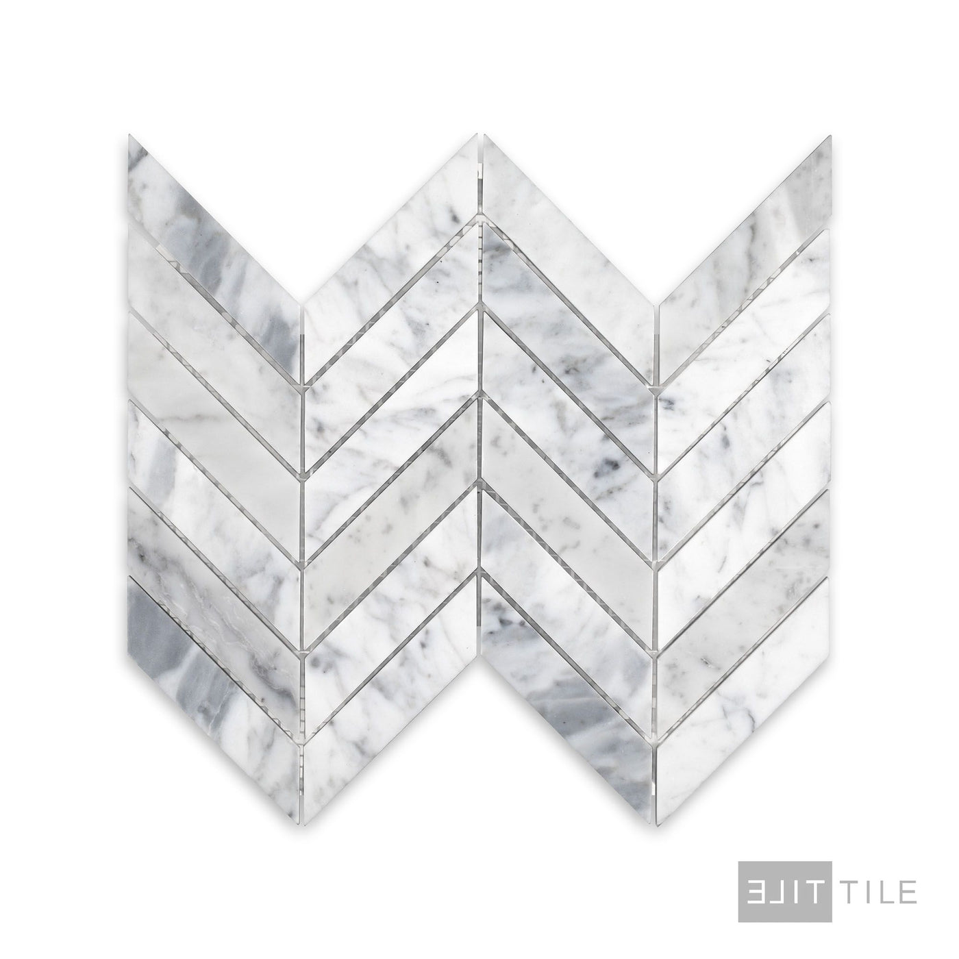White Carrara Marble 1X4 Chevron Honed Mosaic