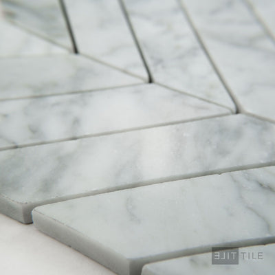 White Carrara Marble 1X4 Chevron Honed Mosaic